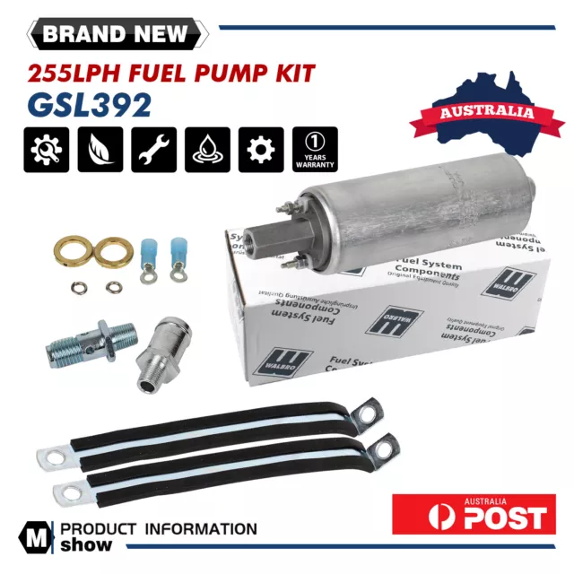 Walbro GSL392 Inline Fuel Pump 255LPH HIGH PRESSURE (universal external pump)