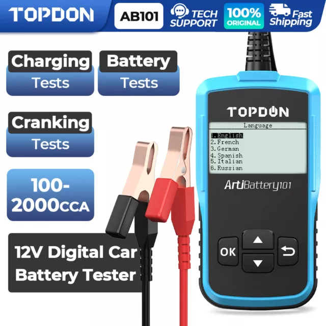 2024NEW! TOPDON 12V Car Load Battery Tester Digital Analyzer Charging Tester LCD