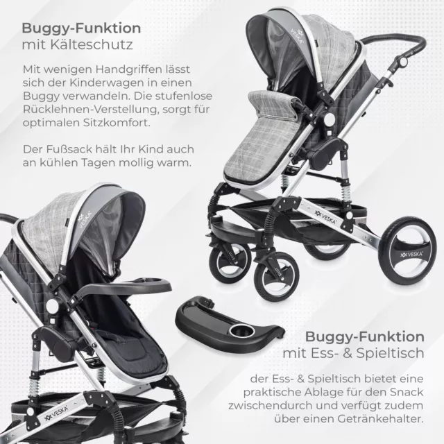 3 in 1 Kombi-Kinderwagen Buggy Reisebuggy inkl. Auto- Babyschale Jogger Faltbar 3