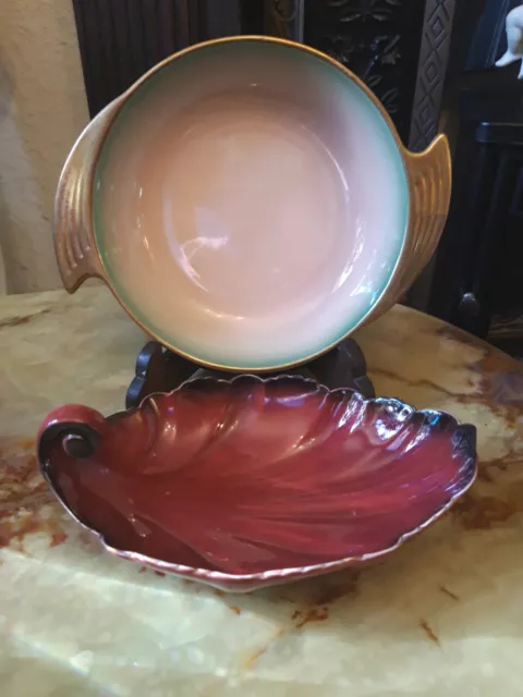 2 Vintage, Carlton Ware, Handpainted, One 'Rouge Royale'  Dishes
