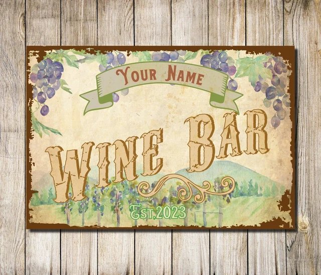 Personalisierte Weinbar Vintage-Stil Retro Wandschild Dekor Metallplakette