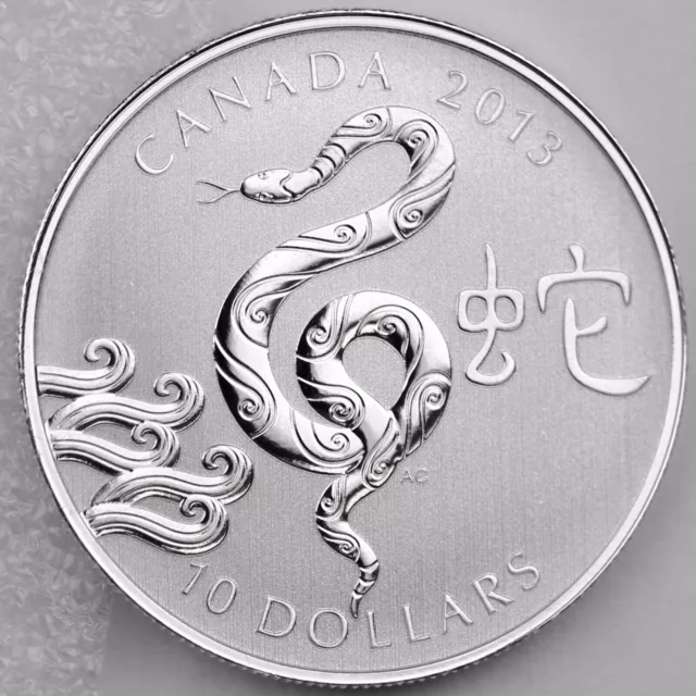 Canada 2013 $10 Year of the Snake Pure Silver 1/2 Troy oz. Specimen Coin & COA