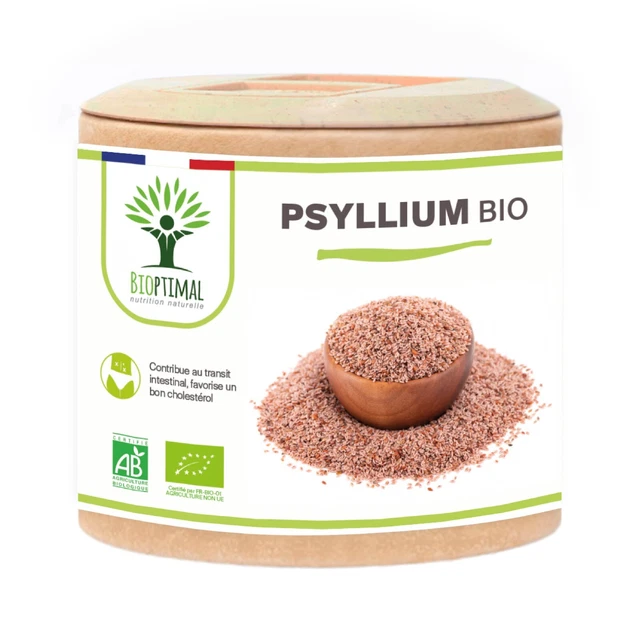 Psyllium Blond BIO En Gélules - 60 Gélules - Fabriqué En France - BIOPTIMAL