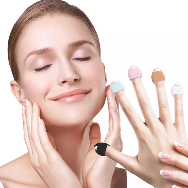 5pcs Finger Powder Puff Mini Makeup Face Soft Sponge Tools （Color Random）