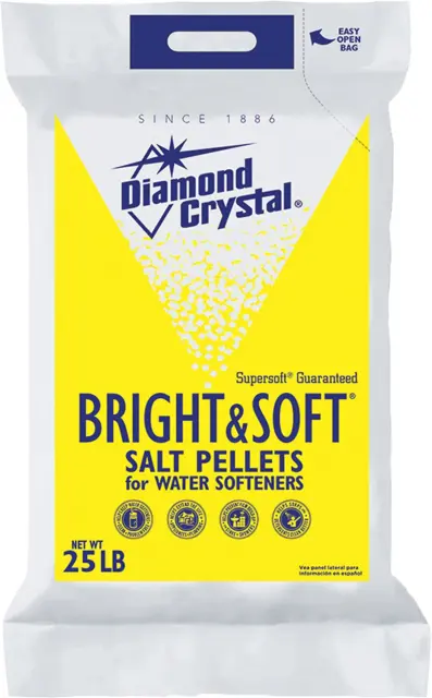 Pellets de sal ablandador de agua brillante y suave cristal diamante bolsa de 25 libras