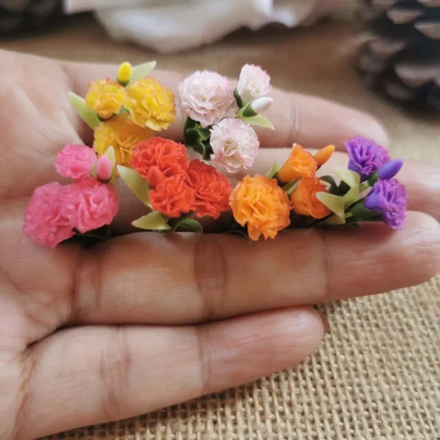 6 Hydrangea Clay Flowers Plants Dollhouse Artificial Flower Miniature Home  Decor