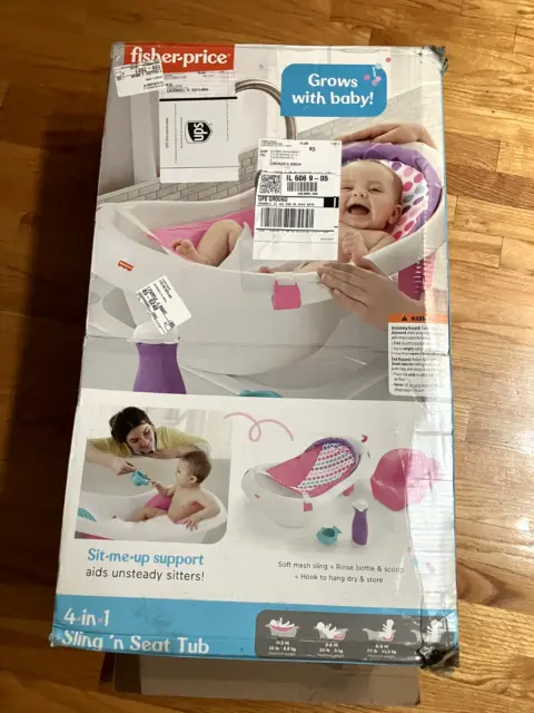 Fisher-Price Baby to Toddler Bath 4-In-1 Sling ‘N Seat Tub Pacific Pebble