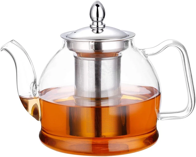 1000Ml Glass Teapot with Removable Infuser, Stovetop Safe Tea Kettle, Blooming a