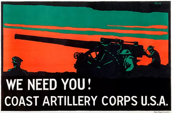 We Need You - Coast Artillery Corps USA - 1920's - Recruitment Poster