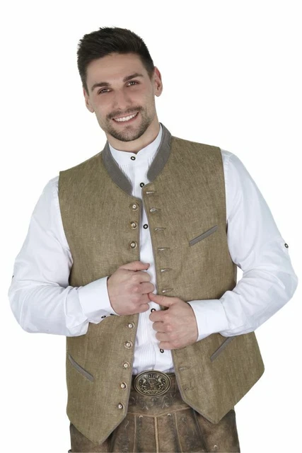 Fuchs Trachtenweste Trachten Gilet ocker beige braun Herren Gr. 48 58