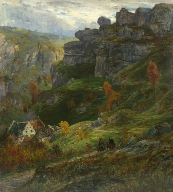 Max Merker *1861 Reiter in Landschaft Ölgemälde Kunstschule Weimar Harz