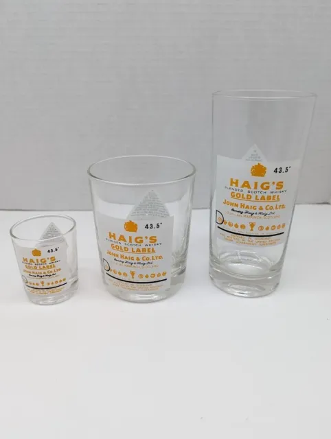 Haig's Gold Label Scotch Whisky Retro Style Glasses Set