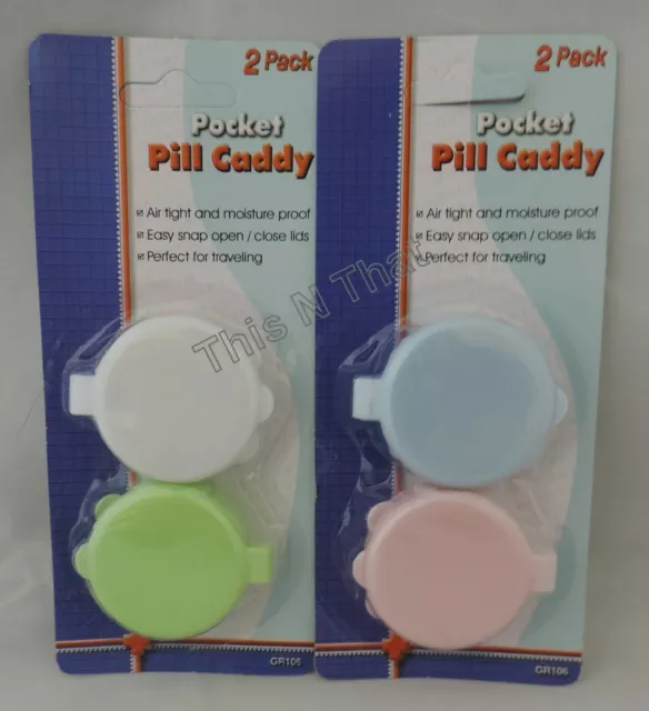 New 4 pc Pocket Pill Caddy Travel Plastic Container Medicine Tablet Case Holder