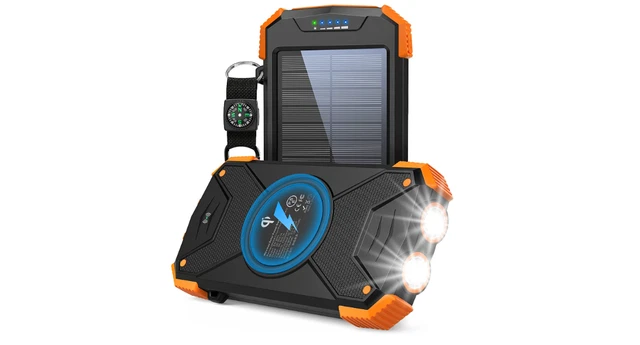 BLAVOR Solar Charger Power Bank- Qi Wireless Charger 10,000mAh External Battery