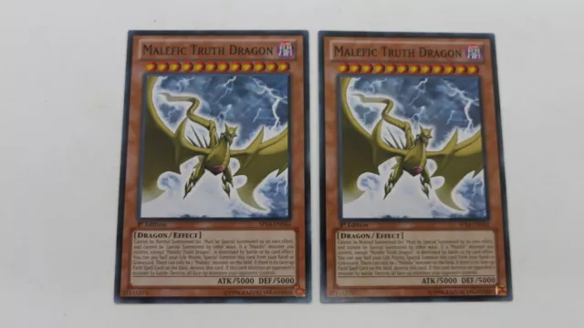 2x  MALEFIC TRUTH DRAGON  1ST EDITION SP14-EN044 COMMON YUGIOH NM / UNPLAYED
