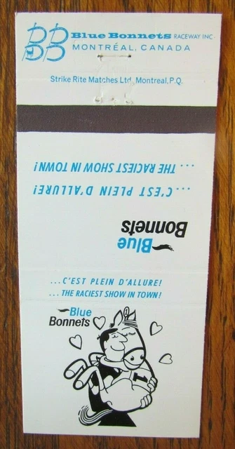 Horse Racing Sports Matchbook Matchcover: 1972 Blue Bonnet (Montreal Quebec) E13