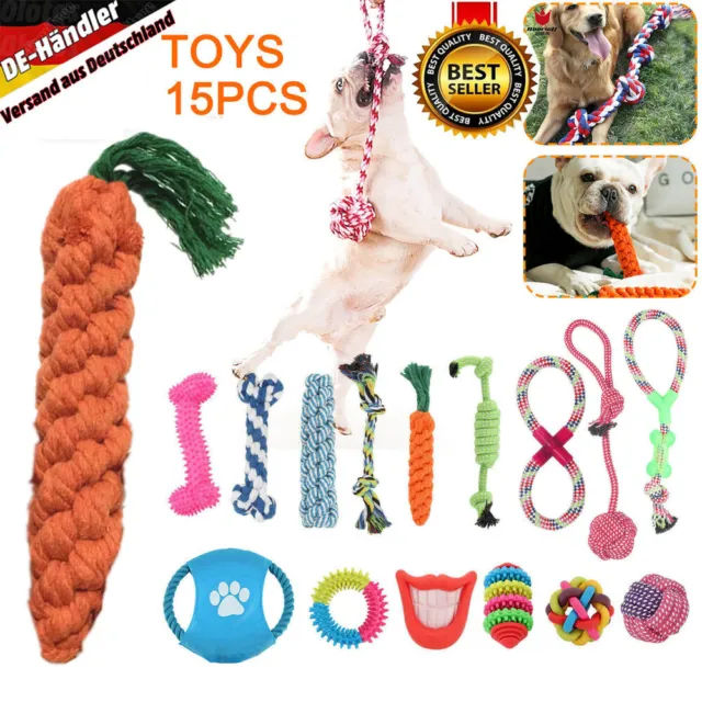 15er Hundespielzeug Set Hund Welpen Kauen Baumwolle Seile Spielzeug für Haustier
