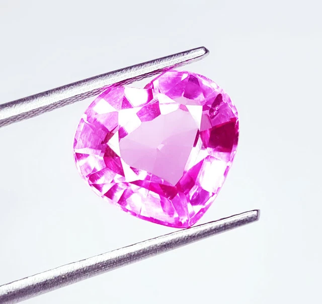 ZAFFIRO ROSA NATURALE 6,72 Ct Gemma Sciolta Certificata Taglio Cuore ...
