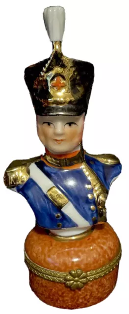 Limoges Porcelain French Calvary Soldier Trinket Box Stunning 🔥🔥