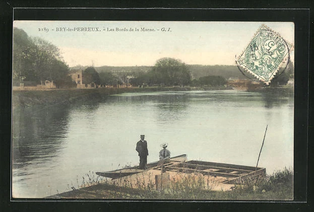 CPA Bry-le-Perreux, Personnes au Bords de la Marne