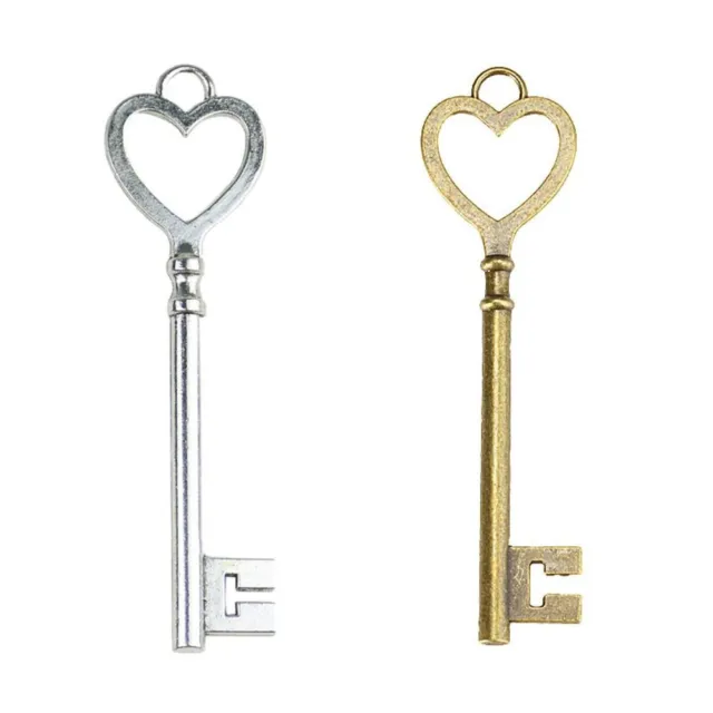 Alloy Keys Charms Bronze, silver Love Heart Shaped  Handmade Crafts Lovers