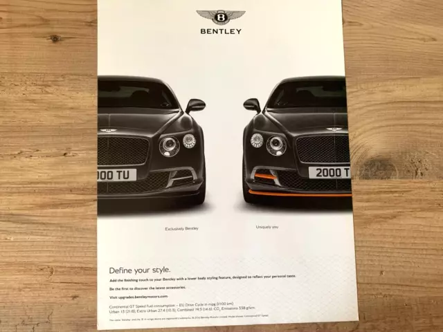 BENTLEY CONTINENTAL GT SPEED Classic ORIGINAL FRAMEABLE WALL ART CAR ADVERT