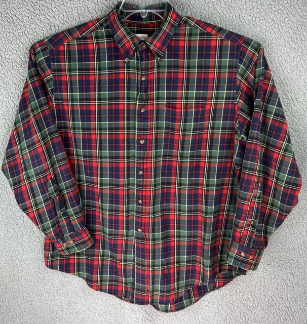 BROOKS BROTHERS 346 Flannel Shirt Mens Large Red Green Plaid Button ...