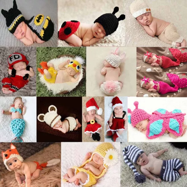 Newborn Baby Girl Boy Crochet Knitting Costume Photo Photography Prop Outfits