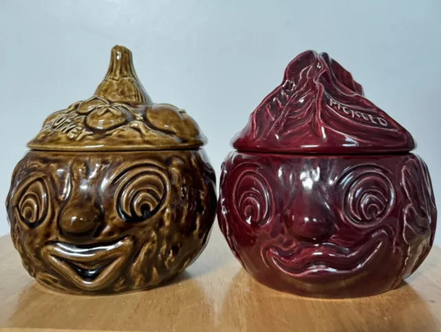 Sylvac Face -Pickled Red Cabbage / Chutney / Collectible / Ceramic Pots /Kitchen