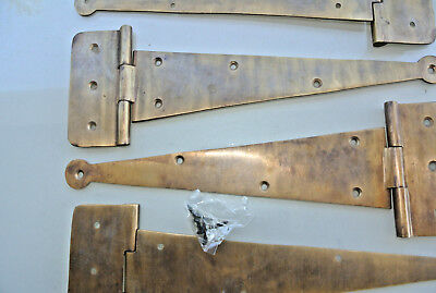 4 large hinges screws old aged style cast solid Brass DOOR BOX heavy 26cm long B
