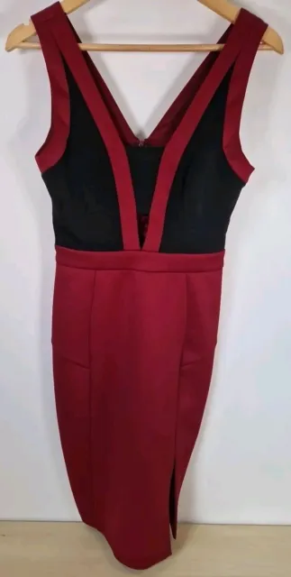 LIPSY Michelle Keegan Red & Black Bodycon Dress Size 10