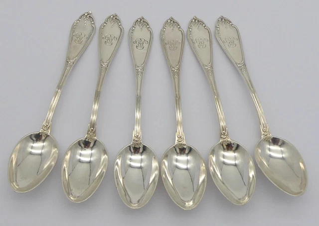 RARE SET OF 6 ANTIQUE RUSSIAN FABERGE SOLID SILVER TEA COFFEE SPOONS MOSCOW 120g RARE SET OF 6 ANTIQUE RUSSIAN FABERGE SOLID SILVER TEA COFFEE SPOONS MOSCOW 120g