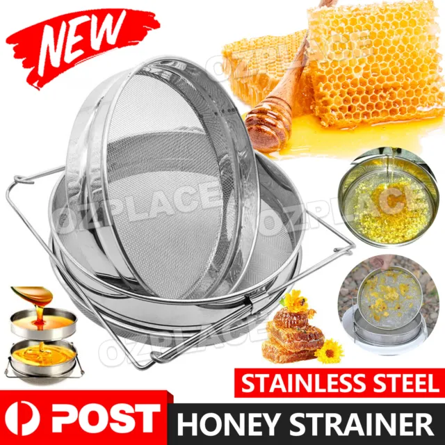 AU Honey Strainer Filter Stainless Steel Double Sieve Beekeeping Equipment Kit