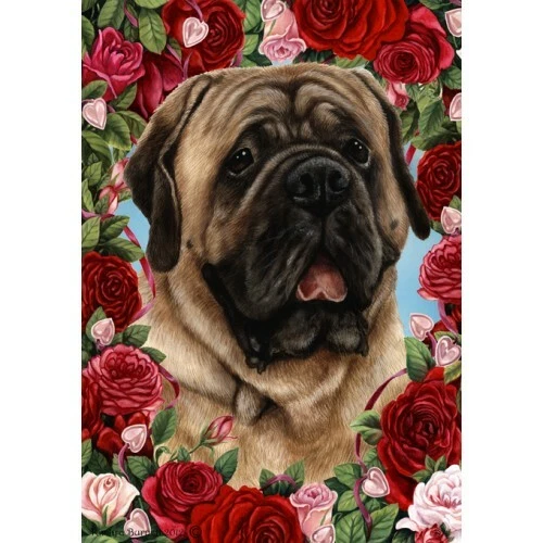 Roses House Flag - Fawn Mastiff 19113