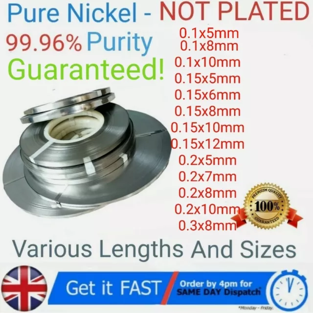 99.96% Pure Nickel strip Tape Li 18650 Battery Spot Welding 0.1,0.15,0.2 6 8 10