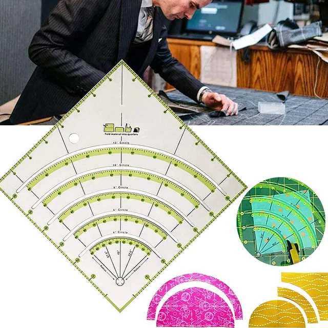 Regla cortadora de círculo de edredón con ventilador de arcos de 8 pulgadas regla de patchwork herramienta de costura artesanal I4UL