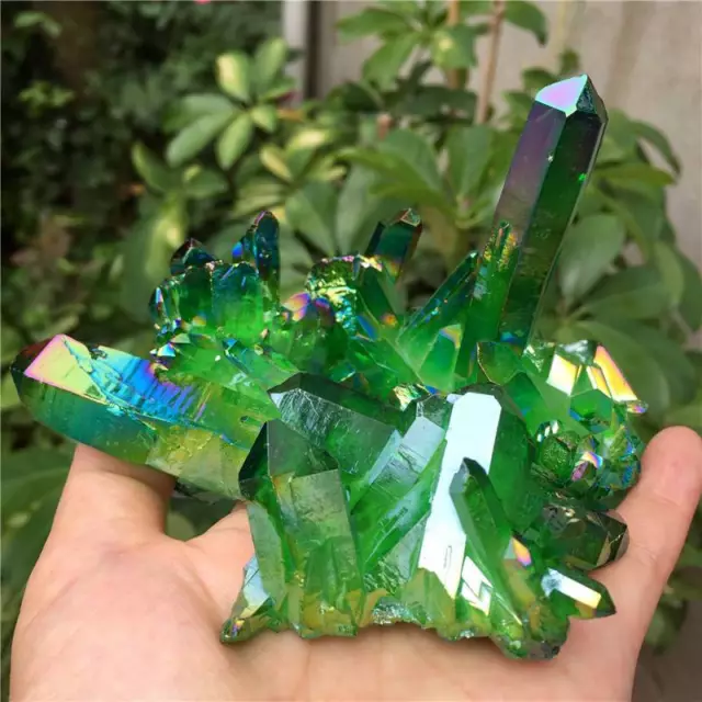 120g Natural Green Aura Crystal Titanium VUG Reiki Quartz Cluster Specimen Rock