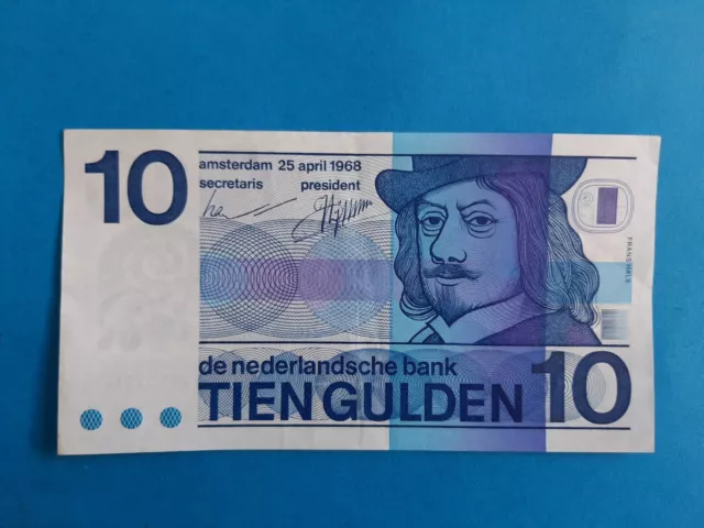 1 x 10 Gulden Niederlande / Geldschein Banknote vom 25.04.1968 °°°