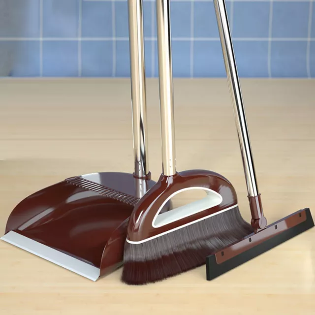 Brooms and Dustpans Sets Dust Pan and Broom with Long Handle Floor Cleaning Set 3