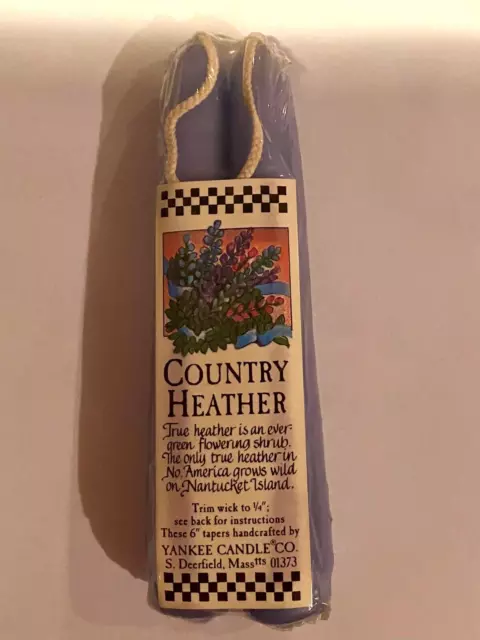 NOS Yankee Candle Country Heather 6" Taper Candles 2 Pack Vintage Retired