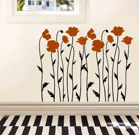 Poppy Field Wall Stencil - DIY Reusable Stencils for Walls - Flower Decor