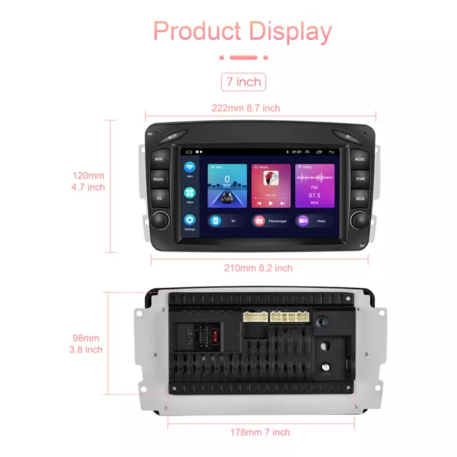 For Mercedes Benz C Class CLK W203 W209 Android 13 Car Stereo Radio GPS Navi 64G 2