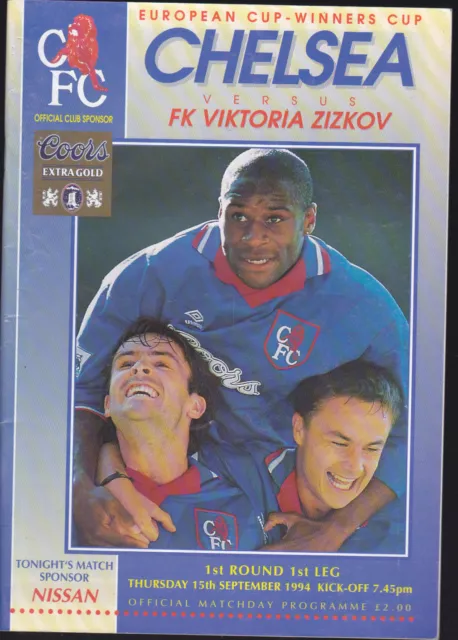 1994/95 CHELSEA V FK VIKTORIA ZIZKOV 15-09-1994 European Cup Winners Cup