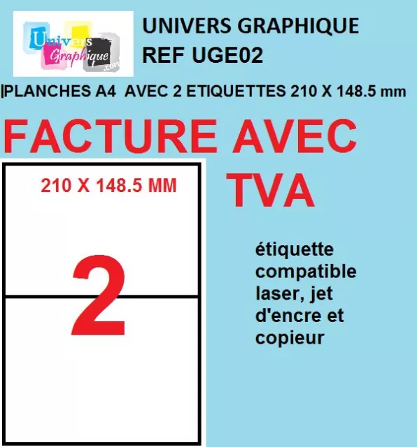 20 Etiquettes autocollantes blanches a5 210 x 148.5 mm 10 feuilles a4