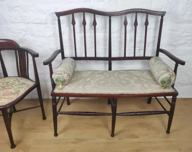 Edwardian Two Seater Settee Sofa Floral Upholstered Antique Delivery Available