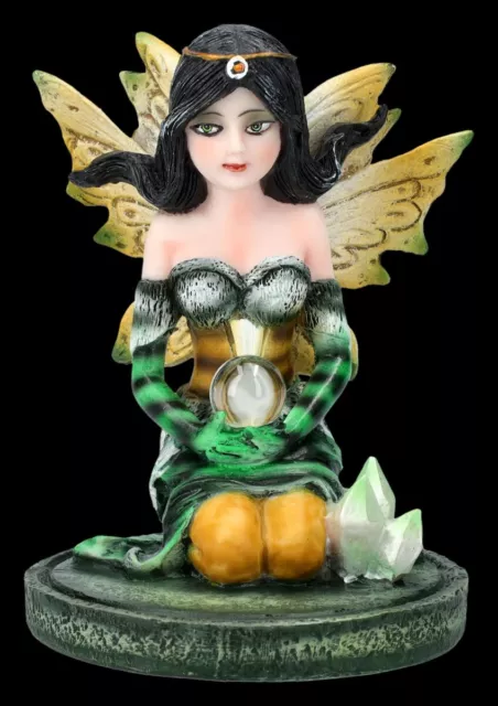 Elfen Figur klein grün - Kirana mit Kristallen - Sammler, Fantasy, Deko Geschenk