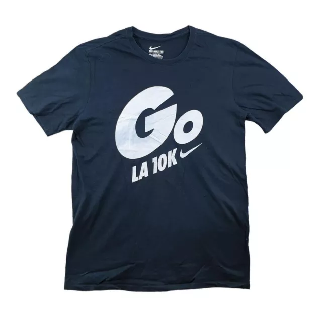 Camiseta Nike Go Adulto Mediana M Negra LA 10K Swoosh Deporte al aire libre Algodón Para Hombre