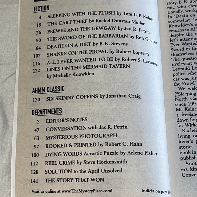 ALFRED HITCHCOCK’S MYSTERY Magazine Suspense Short Stories May 2006 £9. ...