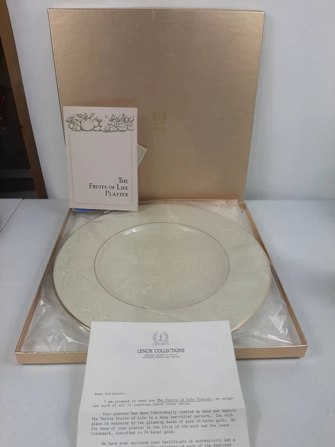 Lenox Fruits Of Life Ivory Gold Trim 13" Round Chop Plate Serving Platter NIB