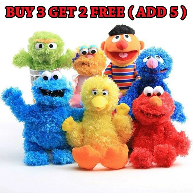 14& LIVING HAND Puppets Elmo Cookie Monster Sesame Street Soft Plush